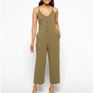 SANCTUARY Button Front Knit Jumpsuit in Trail Green Sz Medium